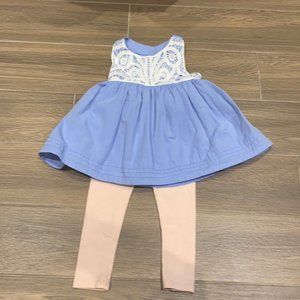 Max Studio Girl Blue Tunic Lace Top Pink Legging Outfit Size 3T